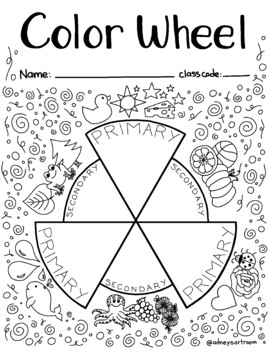 Preview of Color Wheel Worksheet and Coloring Page