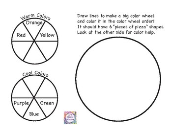 Color Wheel Worksheet with Primary, Secondary, Warm, Cool, and Rainbow