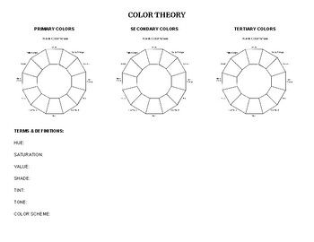 Preview of Color Wheel Worksheets  (Distance Learning Option)