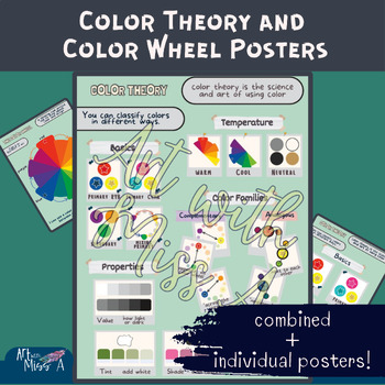 Preview of Color Wheel and Color Theory Posters Combined and Individual | Elementary