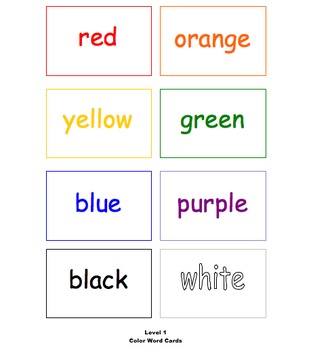 Preview of Color Word Card Sets:  Early Learners and Students with Autism