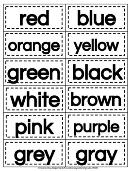 Color Word Cards by Favorite Days in First Grade | TpT