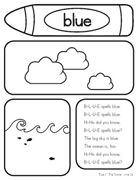 Color Word Coloring Sheet Blue By Grace By Design Tpt