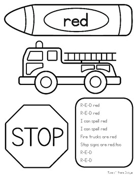 Color Word Coloring Sheet Red By Grace By Design | Tpt