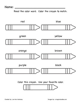 Color Word Crayons by Differentiated Delights | Teachers Pay Teachers