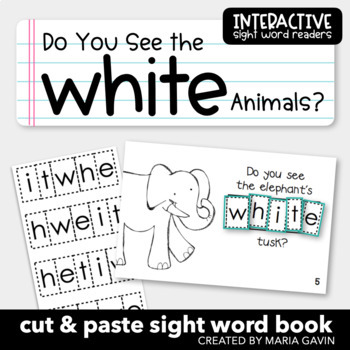 Preview of Color Word Emergent Reader for Sight Word WHITE: "Do You See the White Animals?"