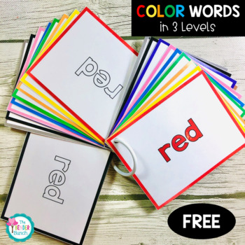 Preview of Color Word Flashcards in 3 Levels {Freebie}