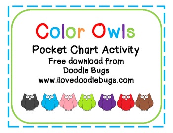 Preview of Color Word Owl Match * free download * pocket chart activity