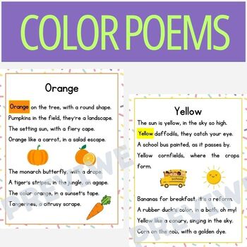 Preview of Color Word Poems for Shared Reading | Sight Word Activity for New Readers