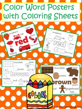 Preview of Color Word Posters/Anchor Charts & Coloring Sheets