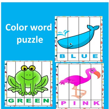 Preview of Color Word Puzzle - Learning colors for preschool, pre-k, kindergarten,