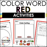 Color Word Red Worksheets and Activities | Color Identification