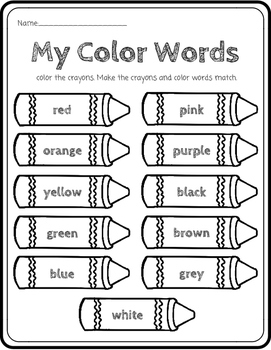 Color Words by Work by Wingate | TPT