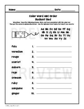 Abc Order Chart