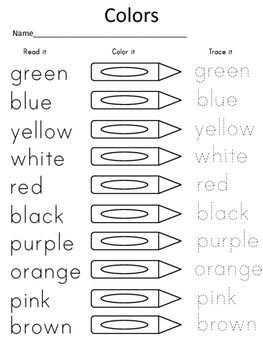 Color Words Activity Page by apPARENTly teaching | TpT