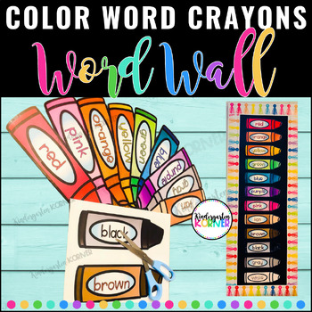 Preview of Color Words Bulletin Board | Color Word Wall Crayons | 12 piece classroom decor
