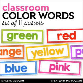 Preview of Color Word Posters - Bright and Simple Color Word Signs Classroom Decoration Set
