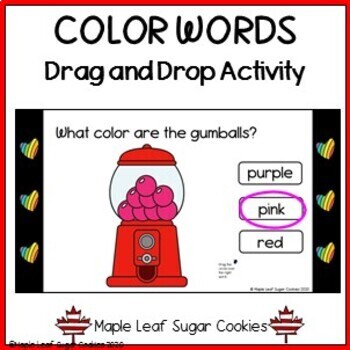 Preview of Color Words - Drag and Drop Activity - Distance Learning - Google Slides