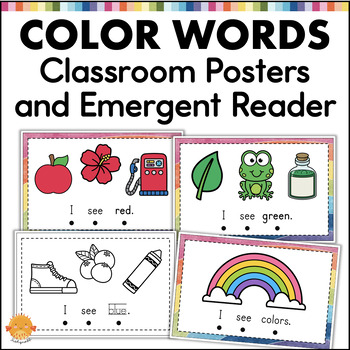 Preview of Color Word Posters Color Words Beginner Emergent Readers Book Colours Activities
