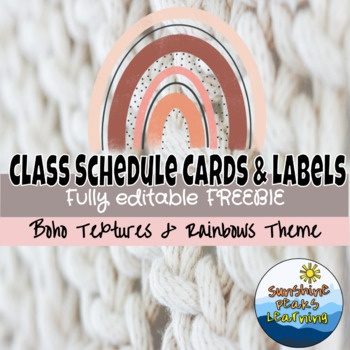 Preview of Boho Themed Schedule Cards and Labels Classroom Decor Freebie