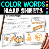 Color Words Half Sheets or Mini Book