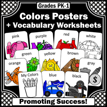 Preview of Color Words Posters in 2 Sizes Kindergarten Back to School Classroom Decor SPS