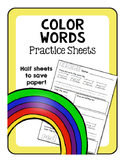 Color Words Practice Sheets- D'Nealian