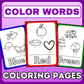 Color Words Printable Worksheets - coloring pages by AKAL | TPT