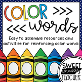 Color Words Reading Centers: Write the Room Stamping Flip Books