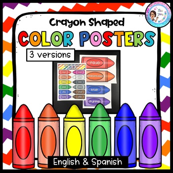 Preview of Color Words Signs & Posters - Crayon Shaped - English & Spanish