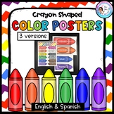 Color Words Signs & Posters - Crayon Shaped - English & Spanish