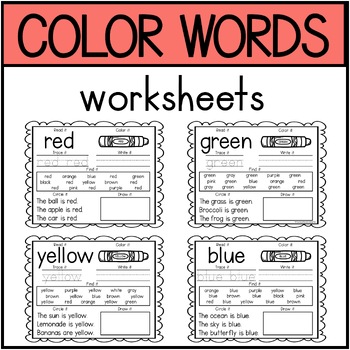 Preview of Color Words Worksheet