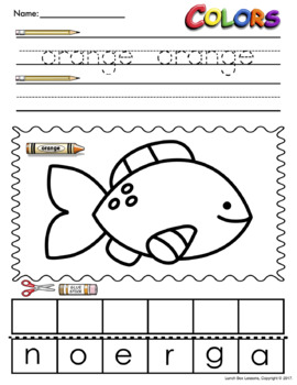 Color Words Worksheets by Lunch Box Lessons | Teachers Pay Teachers