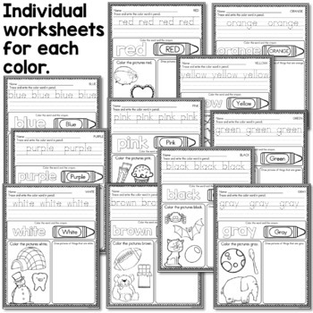 Color Words Worksheets by Lindsay Keegan | Teachers Pay Teachers