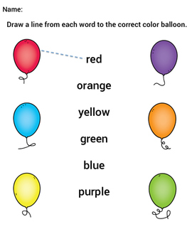 Color Words as Sight Words - 4 sets flashcards & 4 worksheets | TpT