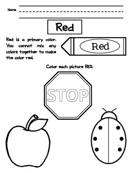 Color Worksheets by Preschool Unplugged | TPT