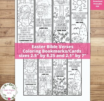 Preview of Color Your Bookmarks Easter Bible Verses Scripture Cute Coloring Cards Craft