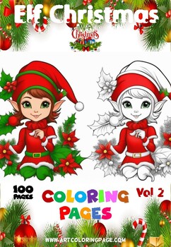 Preview of Color Your Joy: Dive into 100 Pages of Elf Magic – Vol 2  Instant PDF Download!