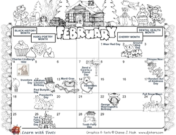 Preview of Color Your Own Calendar (Pre-filled) February 2024