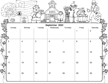 Color Your Own Calendar September 2023 by Learning with Toots | TPT