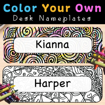 Preview of Color Your Own Nameplate | Editable Desk Name Tags Cubby Labels | Back to School