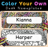 Color Your Own Nameplate | Editable Desk Name Tags Cubby L