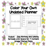 Color Your Own Planner | Undated Lesson Planner, Happy Pla