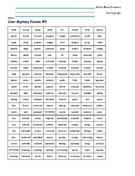 Preview of Color a Mystery Picture #9: Roots, Prefixes, Suffixes and Compound Words