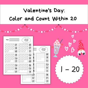 Preview of Color and Count Within 20: Valentine's Day