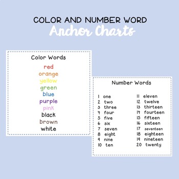Preview of Color and Number Words Anchor Chart
