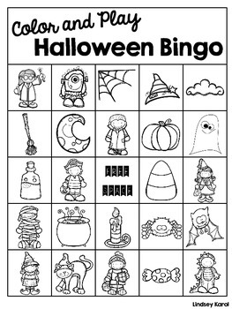 Color and Play Halloween Bingo by Lindsey Karol | TpT
