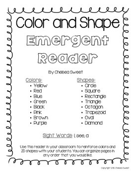 Preview of Color and Shape *Emergent Reader* FREEBIE