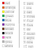 Color and number word tracer with visual prompts