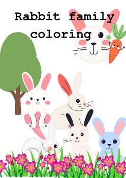 Preview of Color book rabbit family coloring